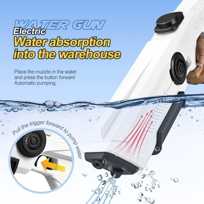 Electric Automatic Water Storage Gun Toys Portable Children Summer Beach Outdoor Fight Fantasy Spray Gun Toys Boy Kid Adult Game
