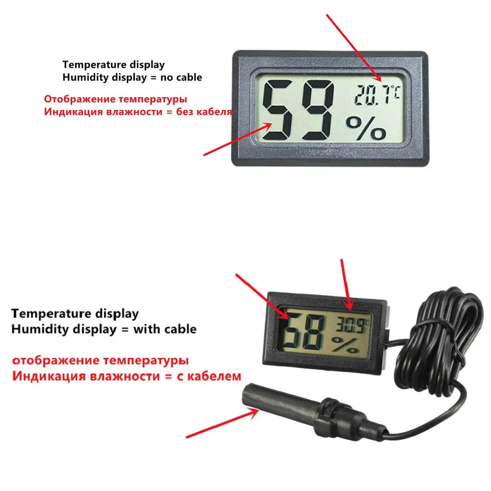 Mini LCD Digital Thermometer Hygrometer Temperature Indoor Convenient Temperature Sensor Humidity Meter Gauge Instruments Cable