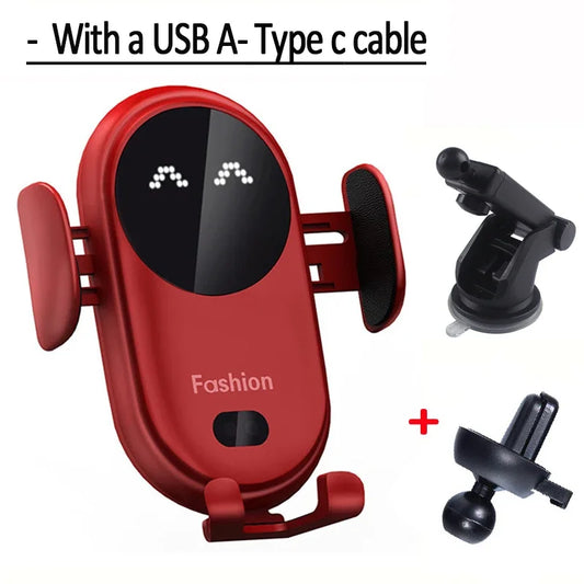 30W Automatic Clamping Infrared Induction Car Wireless Charger  Stand for IPhone 11 12 13 14 Pro Max Samsung Galaxy S20 21 Plus